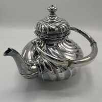 Large Antique Silver Teapot with Rechaud