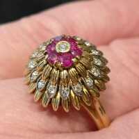 Antikschmuck für Damen - Annodazumal Antikschmuck: Vintage Damenring in Gold mit Rubinen und Diamanten kaufen