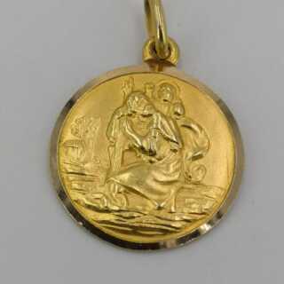 Vintage Saint Christopher Pendant in 750/- Yellow Gold