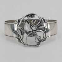 Antique Napkin Ring in Silver with Bird Depiction on a Branch