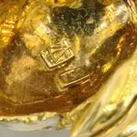 Unikat Mid-Century Eulen Brosche in Gold, Emaille und Edelsteinen 