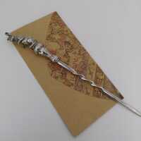 Antique Letter Opener with Rabbit Motif in White Bronze