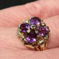 Antikschmuck für Damen - Annodazumal Antikschmuck: Vintage Ring in Gold mit Amethysten kaufen