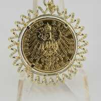 Antiker Ketten Anhänger mit Goldmünze Kaiser Wilhelm II