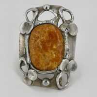 Vintage Individual Silver Amber Ring