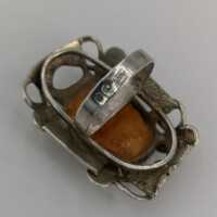 Vintage individueller Bernstein Ring in Silber