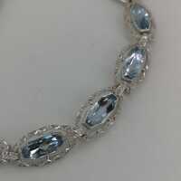 Art Deco Armband in Silber mit achteckigen blauen Spinellen