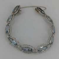 Art Deco Armband in Silber mit achteckigen blauen Spinellen