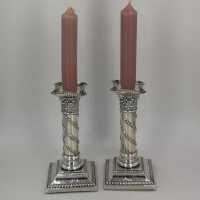 Elegant Antique Pair of Sterling Silver Candlesticks