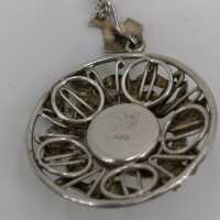 Vintage "Fischland" pendant with chain in silver and amber