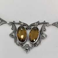 Art Deco Collier in 835/- Silber mit Markasiten und Glassteinen