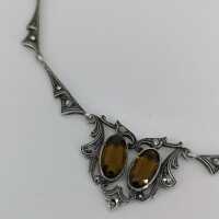 Art Deco necklace in 835/- silver with marcasites and glass stones