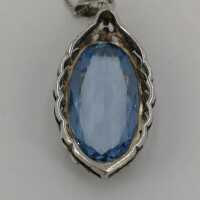 Art nouveau pendant in silver with sky blue spinel