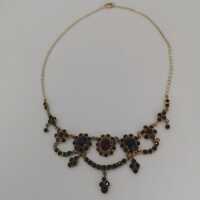 Opulent Art Nouveau Garnet Necklace in Gold Doublé