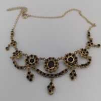 Opulent Art Nouveau Garnet Necklace in Gold Doublé