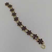 Vintage Granatarmband mit Margarethenblüten Design aus Gold Doublé
