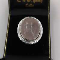 Vintage Damenring aus Silber mit einem Rosenquarz Cabochon