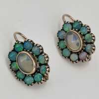 Vintage red gold plated silver opal earrings