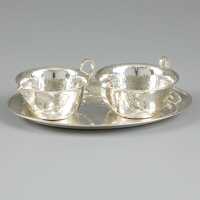 Antikes Silber - Annodazumal Antikschmuck: Art Deco Milch/Zuckerset auf Tablett aus Silber kaufen