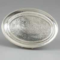 Antikes Tafelsilber - Annodazumal Antikschmuck: Elegantes Art Deco Milch/Zuckerset auf Tablett in Silber kaufen 