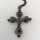 Vintage Cross Pendant in Blackened Silver with Garnet Stones