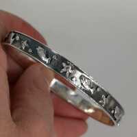 Aparter Vintage Bangle in Blackened Silver with Maritime Motifs