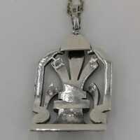 Elegant Art Deco pendant with chain in 925/- silver