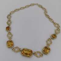 Opulent antique necklace in gold-plated silver with citrines