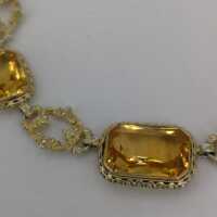 Opulentes antikes Collier aus vergoldetem Silber mit Citrinen