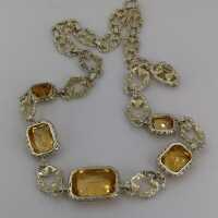 Opulent antique necklace in gold-plated silver with citrines