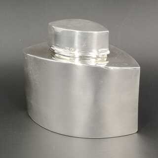 Antikes Silber - Annodazumal Antikschmuck: Elliptisch geformte Art Deco Teedose aus Silber kaufen