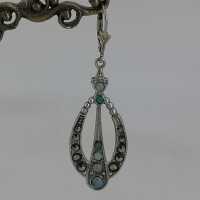 Art nouveau silver earrings with opals and marcasites