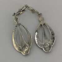 Art nouveau silver earrings with opals and marcasites