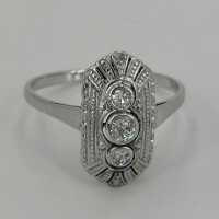 Art Deco white gold and diamond boat ring