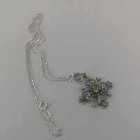 Greek cross necklace in silver with gemstones and pearls