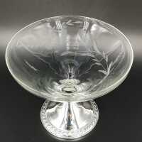 Elegant Art Deco silver and glass footed bowl
