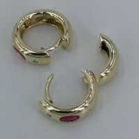 Enchanting vintage hoop earrings in gold with ruby and diamonds