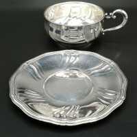 Set von 6 antiken Teetassen und Untertellern aus Silber