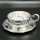 Set of 6 antique silver tea cups and saucers