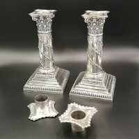 Paar viktorianische Kerzenleuchter aus 925er Sterling Silber