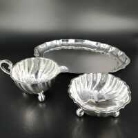 Exquisite milk and sugar set with silver tray