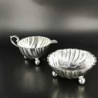 Exquisite milk and sugar set with silver tray