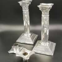 Vintage pair of sterling silver candlesticks in neoclassical style