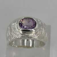 Vintage Designer Bandring in Silber mit einem Amethyst