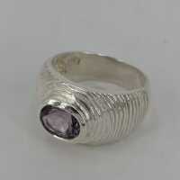 Vintage Designer Bandring in Silber mit einem Amethyst