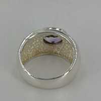 Vintage Designer Bandring in Silber mit einem Amethyst