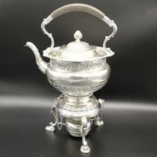 Antikes Silber - Annodazumal Antikschmuck: Große Teekanne mit Rechaud aus Sterling Silber kaufen