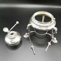Large teapot with rechaud in 925 sterling silver
