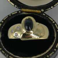 Vintage Bandring in Gold mit einem Saphir und Diamanten