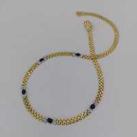 Vintage Collier aus Gelb- und Weißgold mit Saphiren und Diamanten